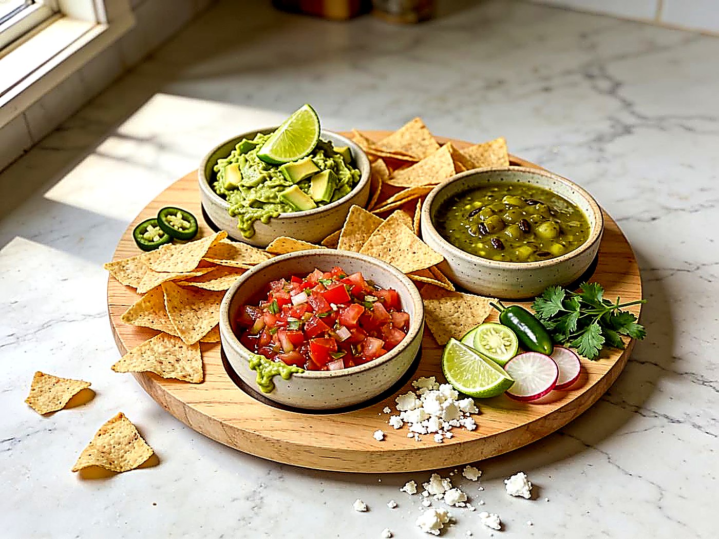 Salsa and guacamole board